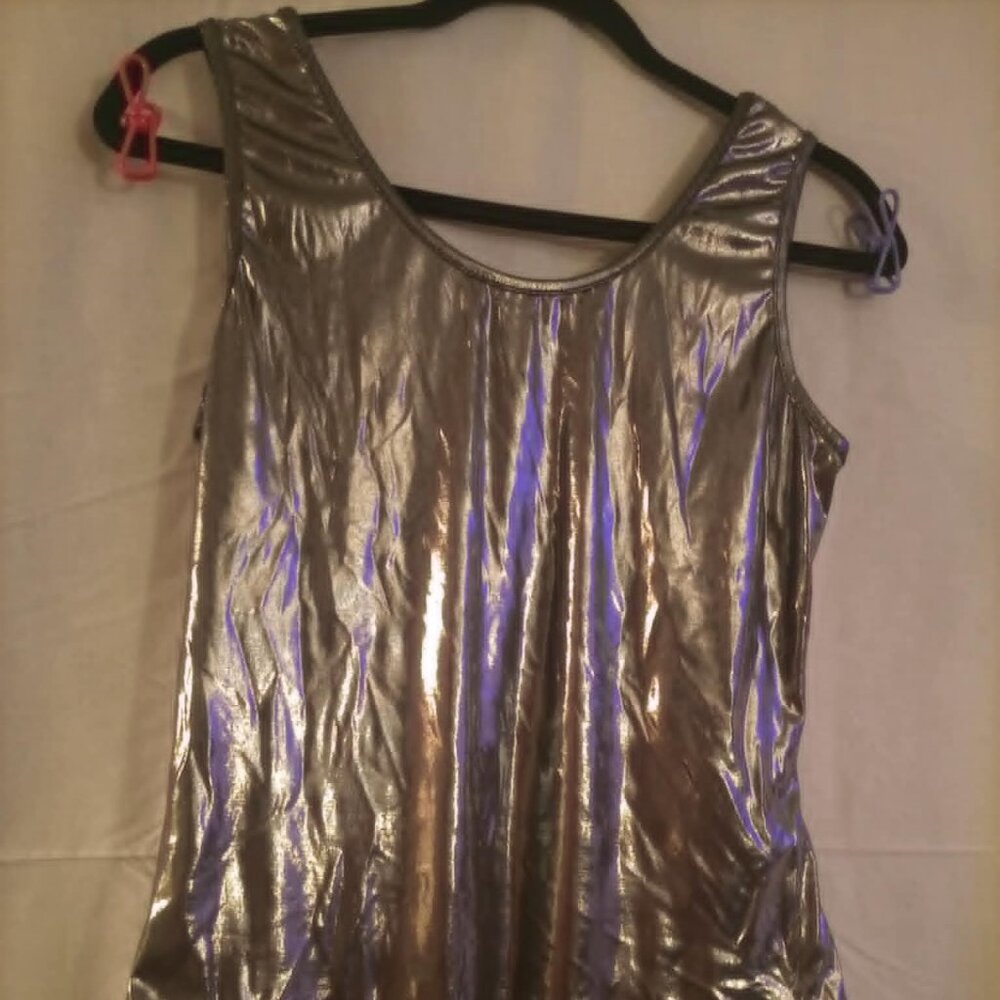 Reflective Shiny Silver Bodysuit Dancewear Sz L